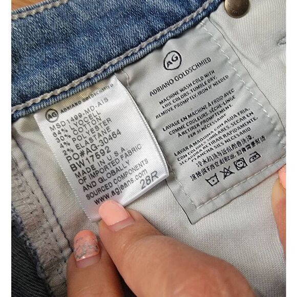 AG The Middi Mid-R Artisan Destroyed Jeans 28R - Picture 9 of 9